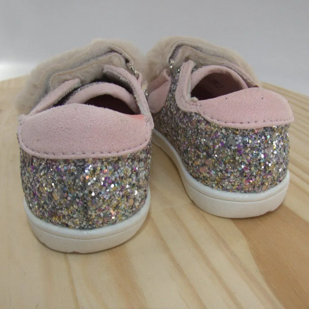 Born Blush Bailey Kati-T Glitter and Faux Fur Toddler Sneakers Size 5